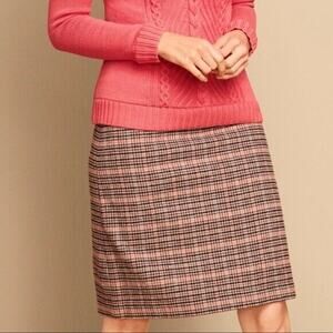 Talbots Houndstooth Plaid Wool Skirt Sz 10P Multicolor Knit A Line Knee Length